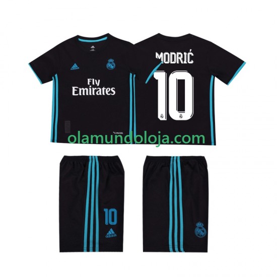 Camisola Real Madrid Modrić 10 2017 2018 Retro Criança Equipamento Segundo Manga Curta